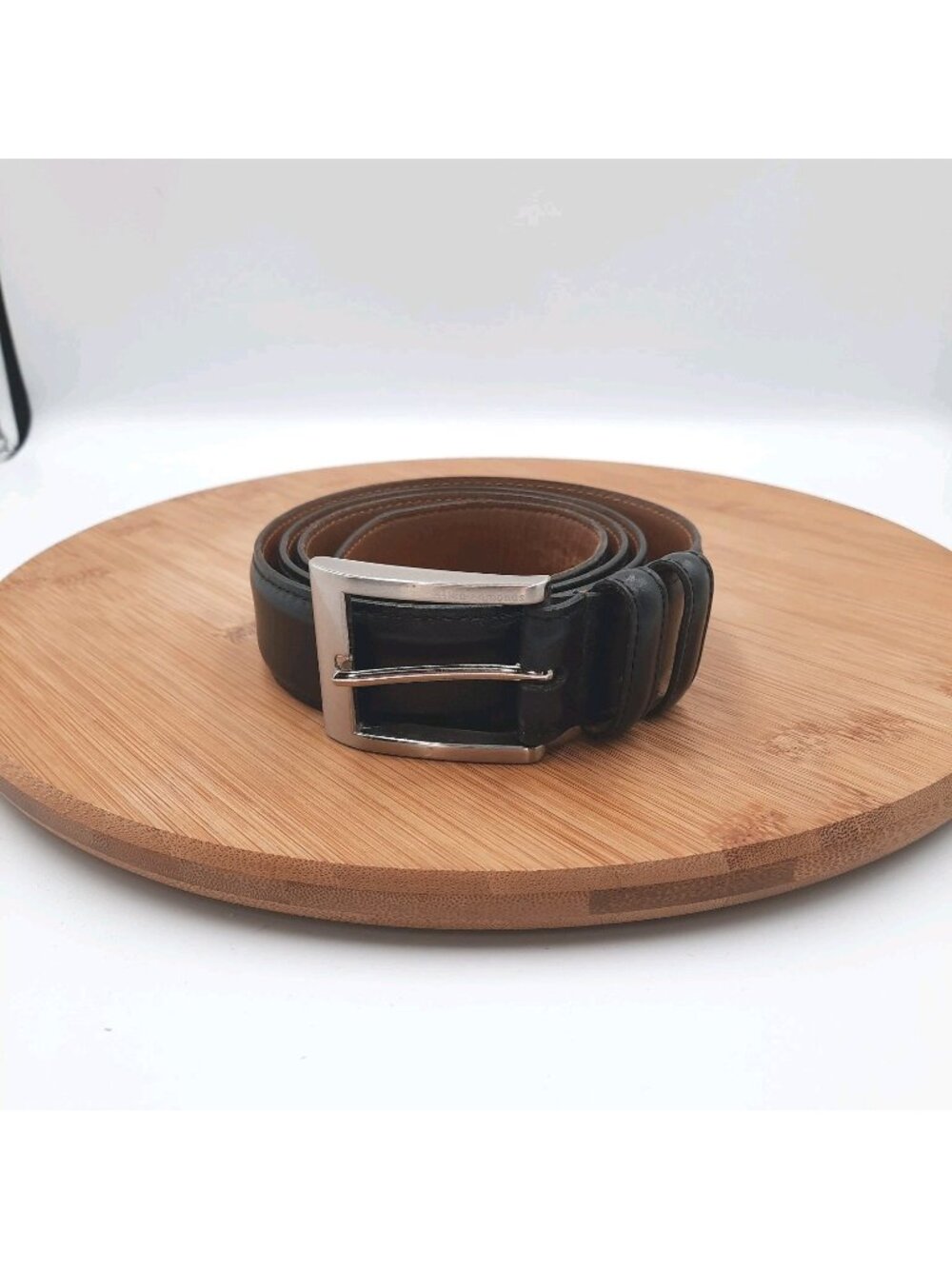Allen Edmonds Belt 39501 Calfskin Black Leather Dress Size 40 Silver Tone Buckle